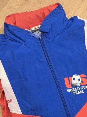 Vintage USA Soccer Windbreaker - Red White and Blue - Adidas - L